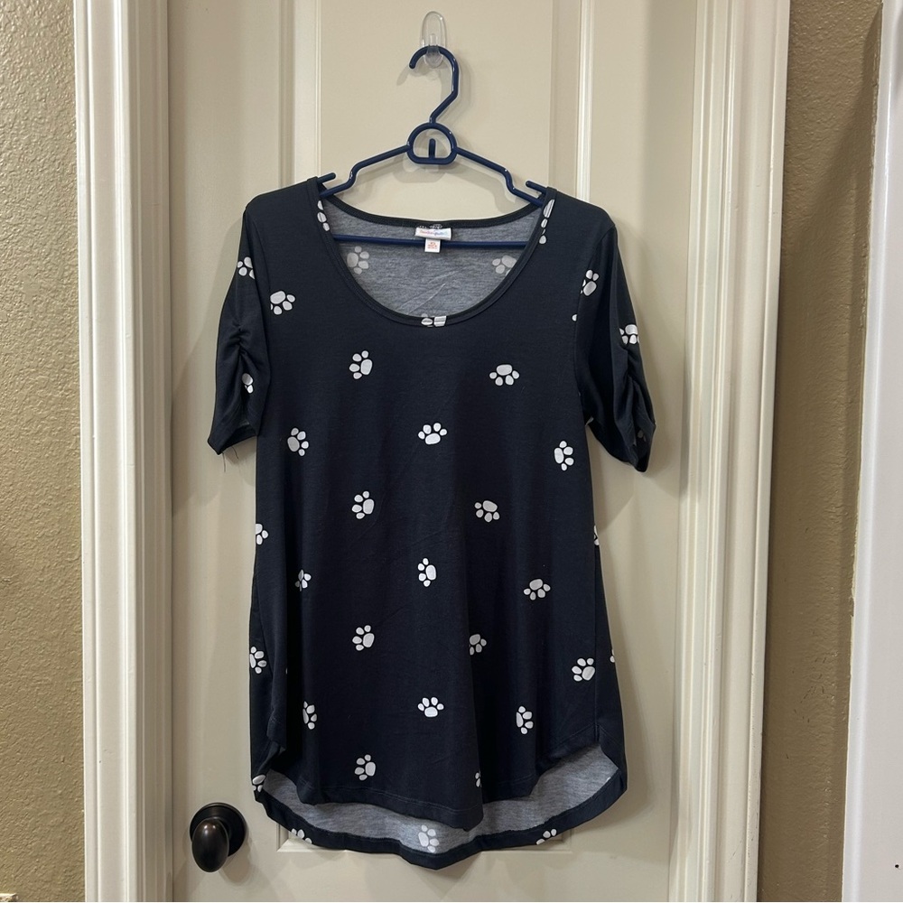 Women's Lularoe XS Charcoal Grey Paw Print Morgan